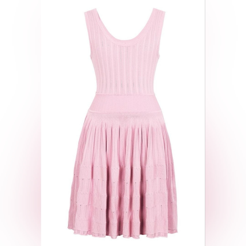 Jessica Bara Sleeveless Pink Knit Fit-&-Flare Dress, Size Small